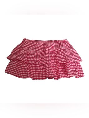 Red Gingham Tiered Mini Skirt